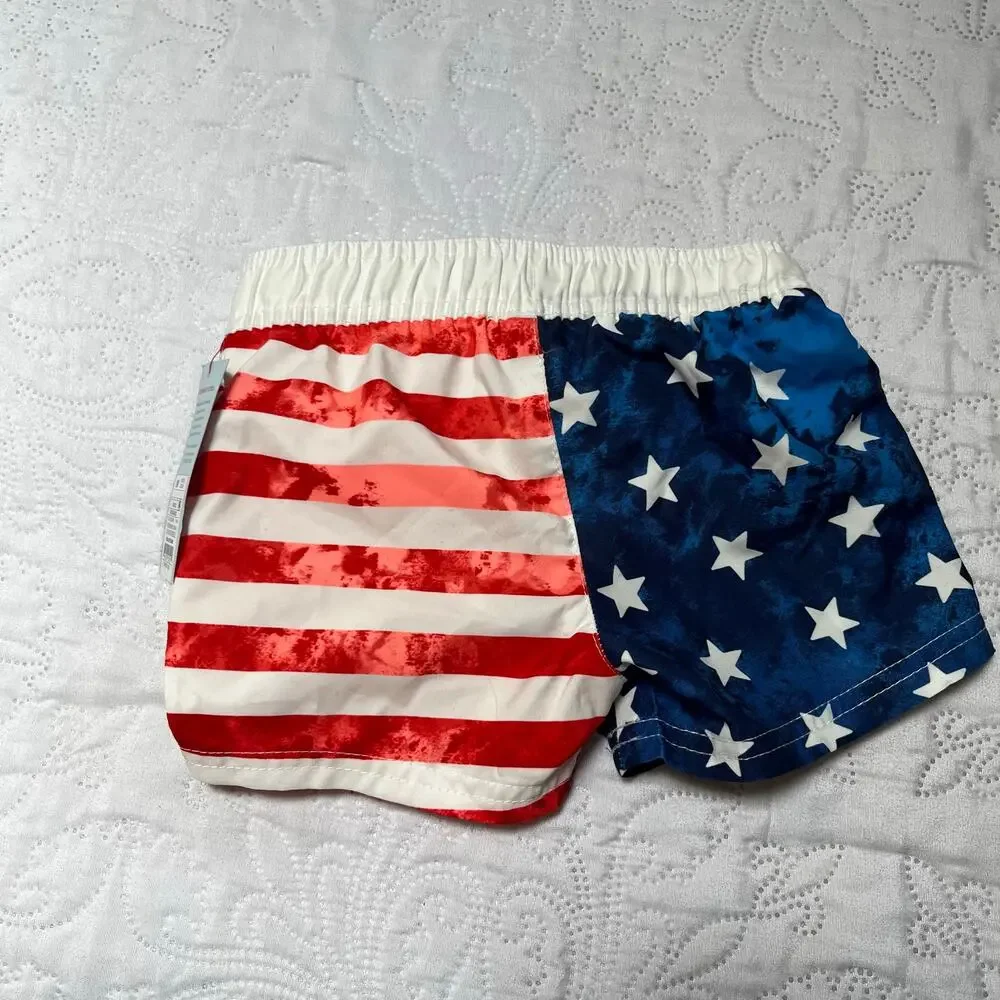 NWT Cat & Jack American Flag Swim Trunks Size 12 months